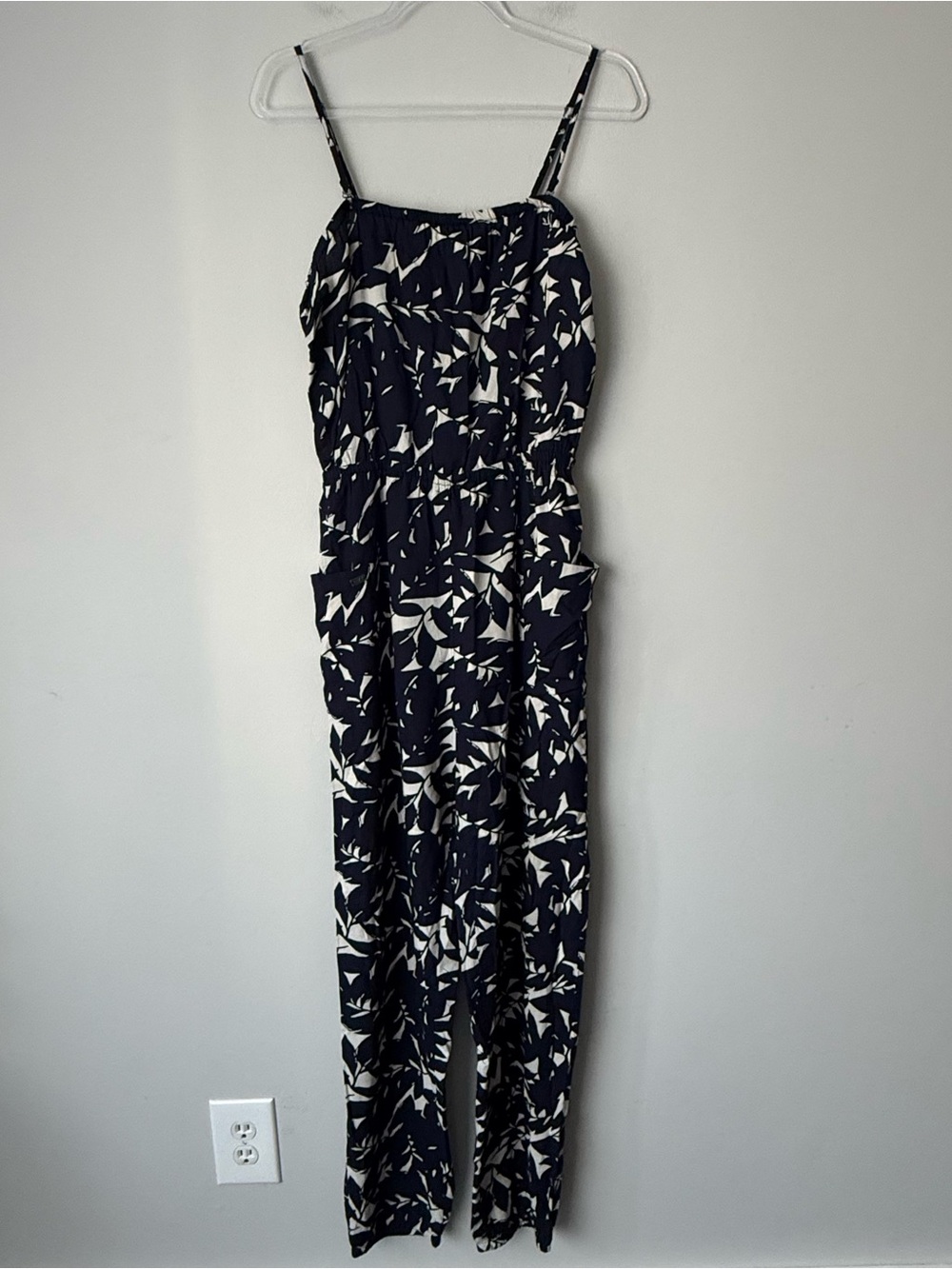 Roxy Navy and White Floral Spaghetti-Strap/Strapless Jumpsuit